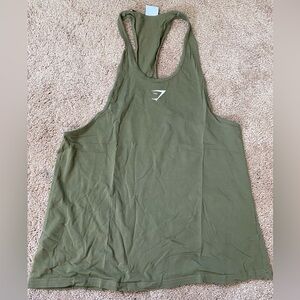 GYMSHARK MENS LARGE STRINGER, OLIVE GREEN